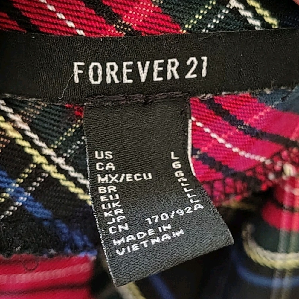 Forever 21 Plaid Pinafore Jumper Mini Dress Large Front Zip‎ 90s Grunge Y2K - Picture 7 of 10